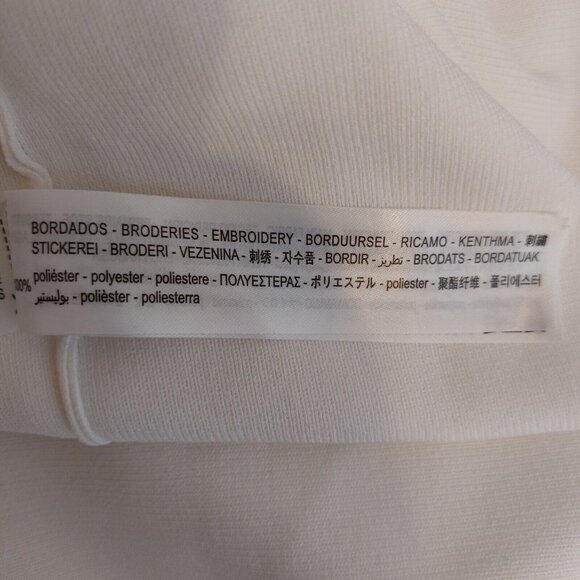 Zara Womens Top Medium Ribbed Short Sleeve Embroidered Flower Sleeves Ivory - Picture 14 of 16